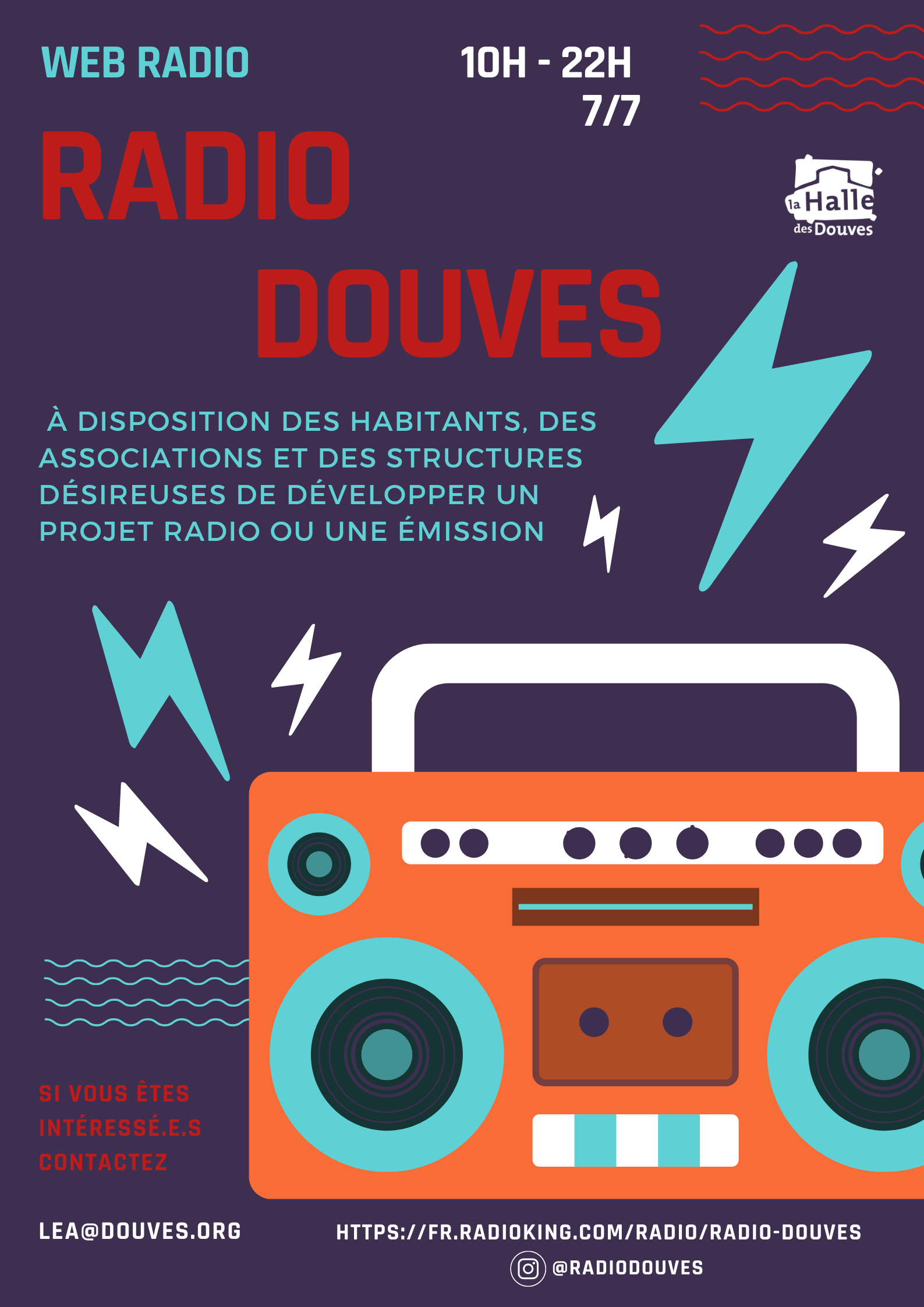 Orange et Aqua Radio-Cassette Danse Audition Affiche(1) - Marché des Douves